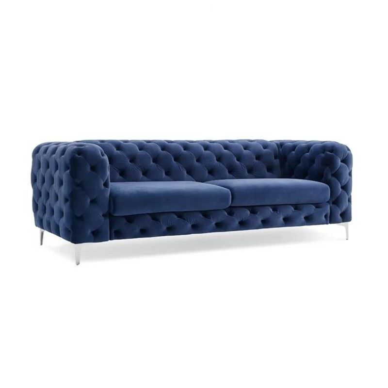 Contemporary Tufted Back Sofa 2/3-Seat Tuxedo Arm with Metal Legs