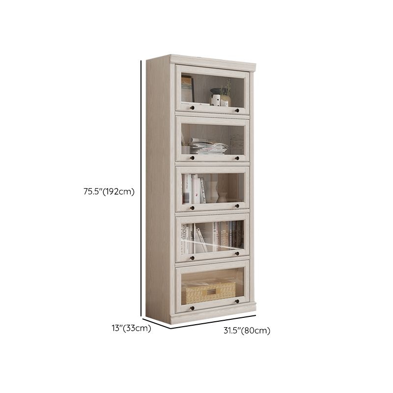 Wooden Standard Bookshelf Contemporary White Bookcase with Doors