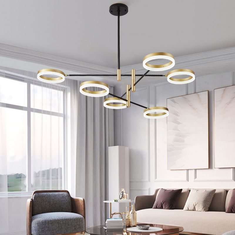 ANELLO REGOLABILE ANELLO LAMONO Postmoderno soggiorno acrilico LED LED LUCE IN NERO GOLD