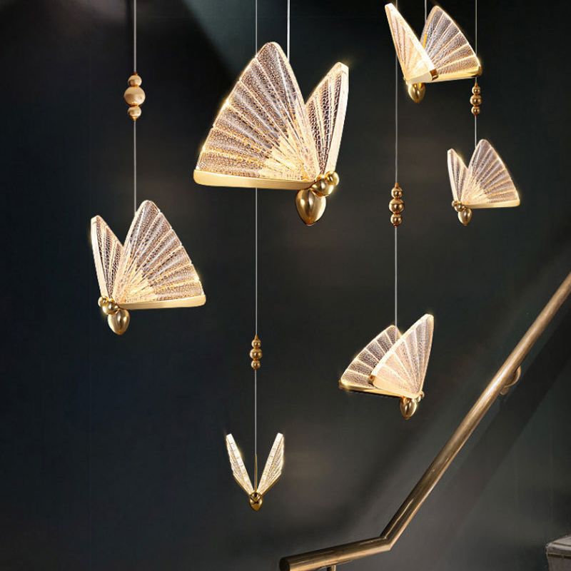 Moderne minimalistische stijl vlindervormige hangende hanglampen 2 lichten hanglichtkit met acrylschaduw