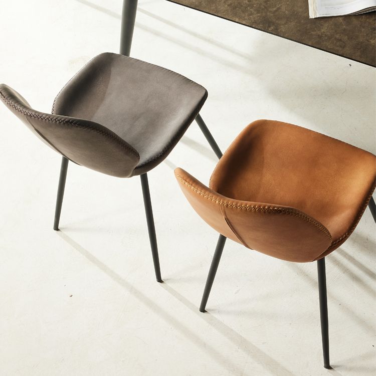 Chaises de salle à manger en Faux cuir de Style scandinave, sans accoudoirs à dossier solide, pour la maison