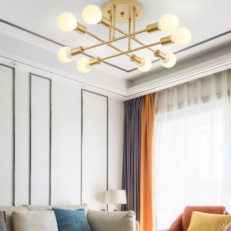 Lineaire Plafond Verlichting Retro Industrieel Ijzer Blootgesteld Lamp Semi Flush Mount Verlichting voor Living Room