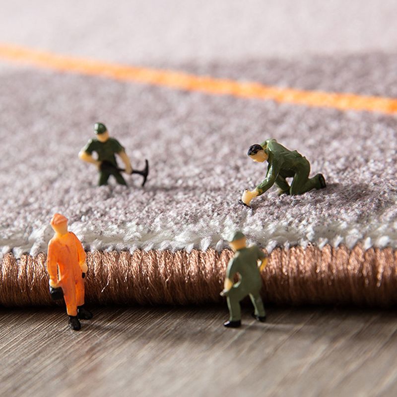 Light Gray Modern Rug Polyester Pattern Rug Washable Rug for Living Room