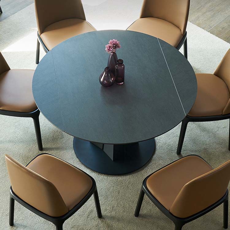 Stone Top Dining Table Traditional Luxury Round Dining Table with Pedestal Base