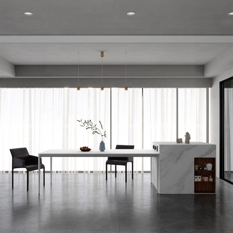 Modern Dinning Tabole with White Marble Rectangle Dining Table for Kitchen
