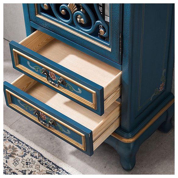 47. 2" Tall Distressed Wood Side Cabinet 2 - Drawer 1 - Door Storage Cabinet