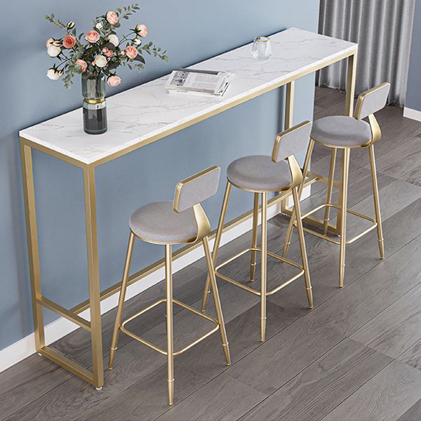 White Glam Style Bar Table Faux Marble Milk Tea Shop Bar Table