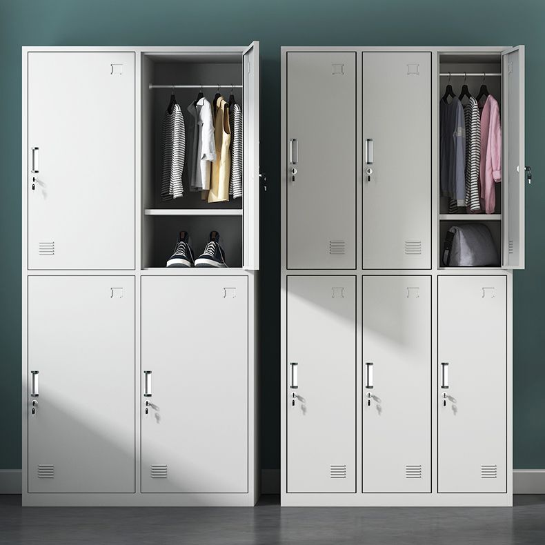 White Steel Storage Cabinet Contemporary Hinged Wardrobe Cabinet