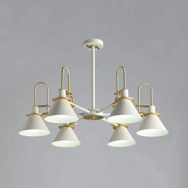 Macaron Loft Funnel Chandelier Metal Undertint Suspension Light for Nursing Room