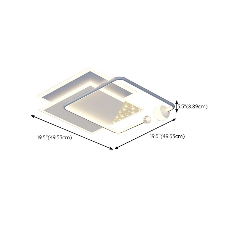 Modern Metal LED Flush Mount Geometric Shape Ceiling Lamp with Acrylic Shade for Bedroom