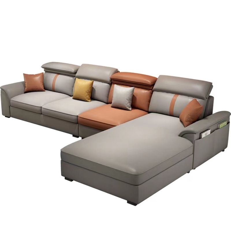 4-Seater L-Shape Storage Cushion Back Sectional Sofa with Chaise