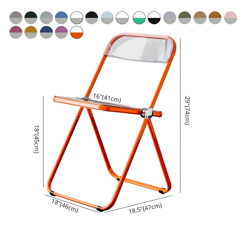 Silla de comedor plegable con respaldo abierto, silla de comedor individual sin brazos con patas de metal