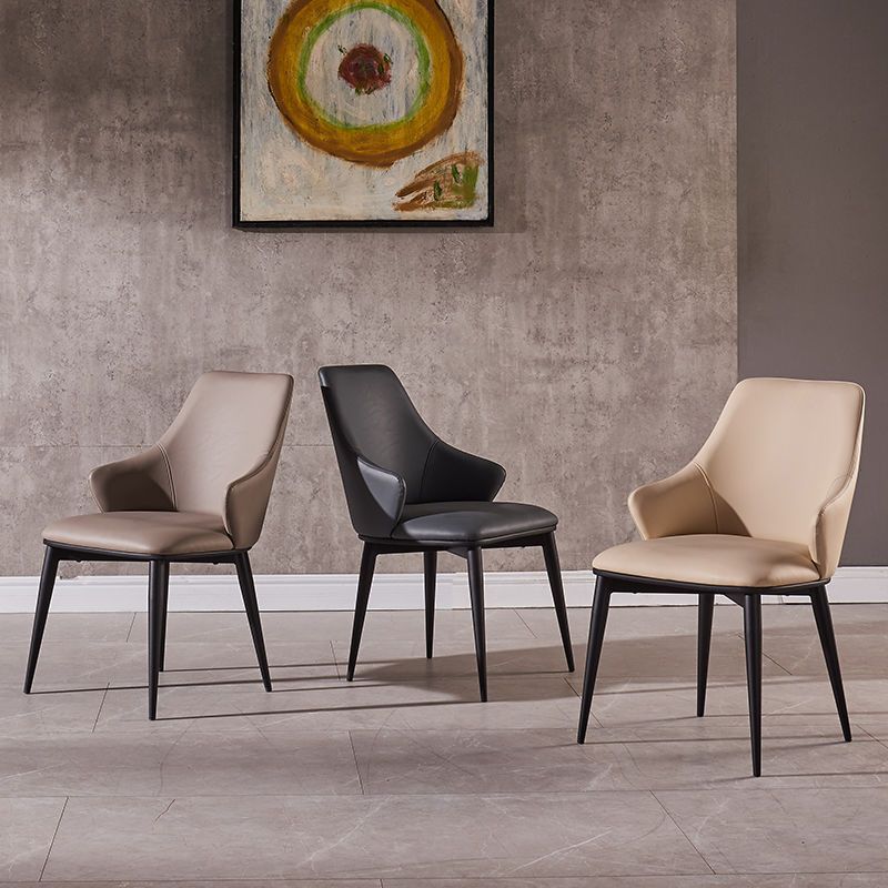 Faux Leather Dining Chair Wingback Side Chair in Matte Finish