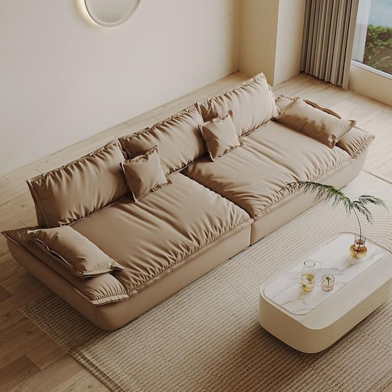 Contemporary Faux Leather Pillow Top Arm Pillows Living Room Seating