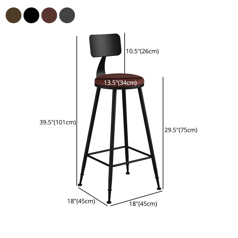 Taburete industrial sin brazos para mostrador, taburete de bar de hierro para cajero con cojín de cuero