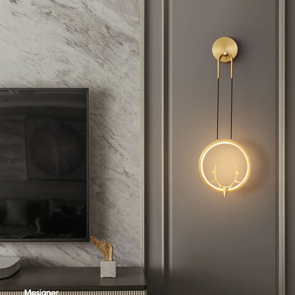 1 lumière en métal contemporain luminaire mural luminaire des bois lampe pour chambre à coucher