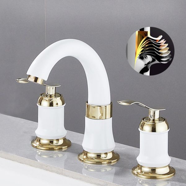 Contemporary Vessel Faucet Copper 2 Handles Low Arc Vessel Faucet for Home