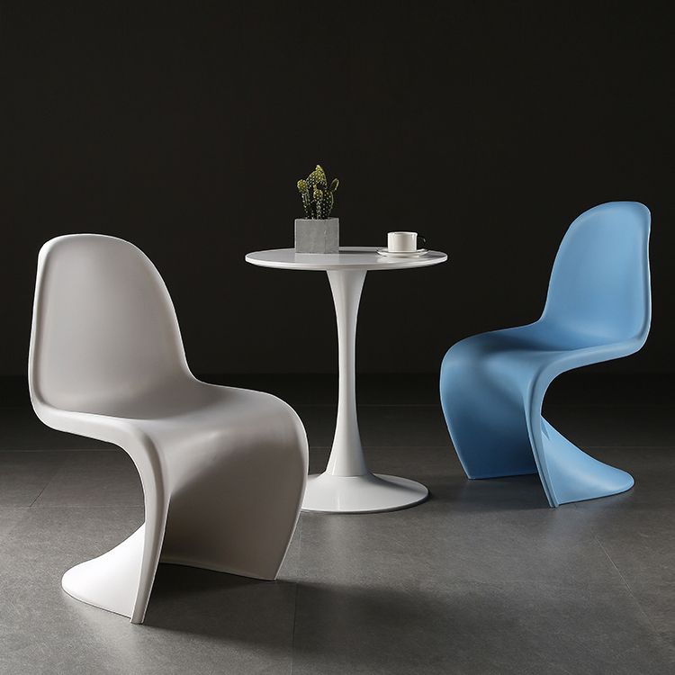 Contemporary Style Plastic Dining Armless Chair Solid Back Side Chair for Home