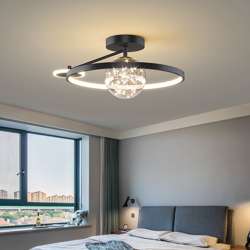 Round Shape LED Sky Star Ceiling Lamp Modern Iron 3 Lights Flush Mount for Dining Room
