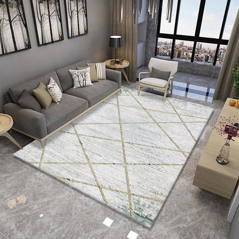 Formal Living Room Rug Multi Color Geometric Patterned Carpet Synthetics Anti-Slip Backing Washable Rug