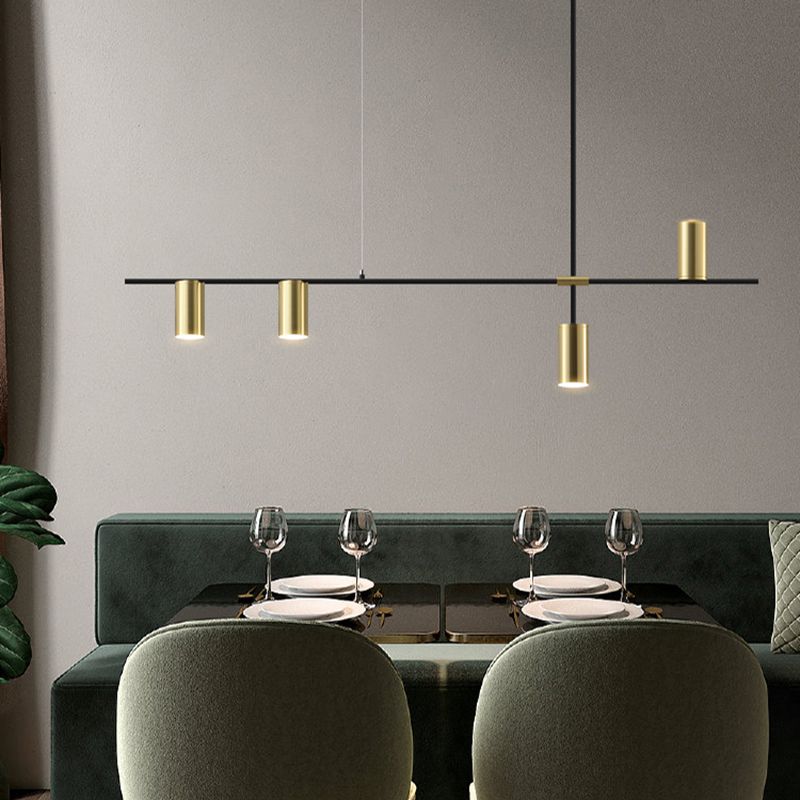 Linear Cylinder Lighting Fixtures Contemporary Metal Island Pendants for Kitchen