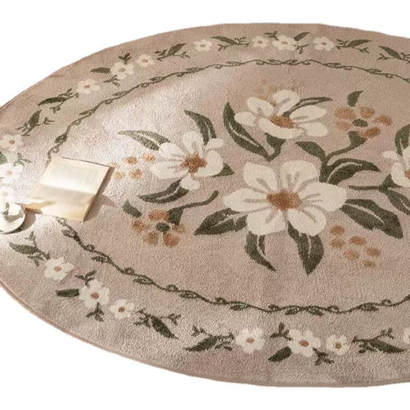 Contemporary Pastoral Flower Rug Indoor Rug Stain Resistant Washable Anti-Slip Backing Rug