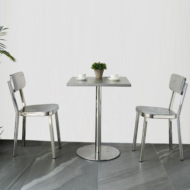 Industrial Style Stainless Steel Dining Table Square Table for Dinning Room