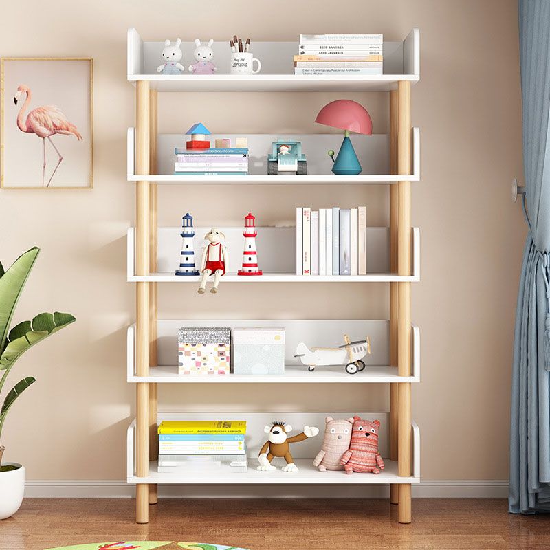 Scandinavian Vertical Bookshelf Open Etagere Manufactured Wood and Solid Wood Bookcase