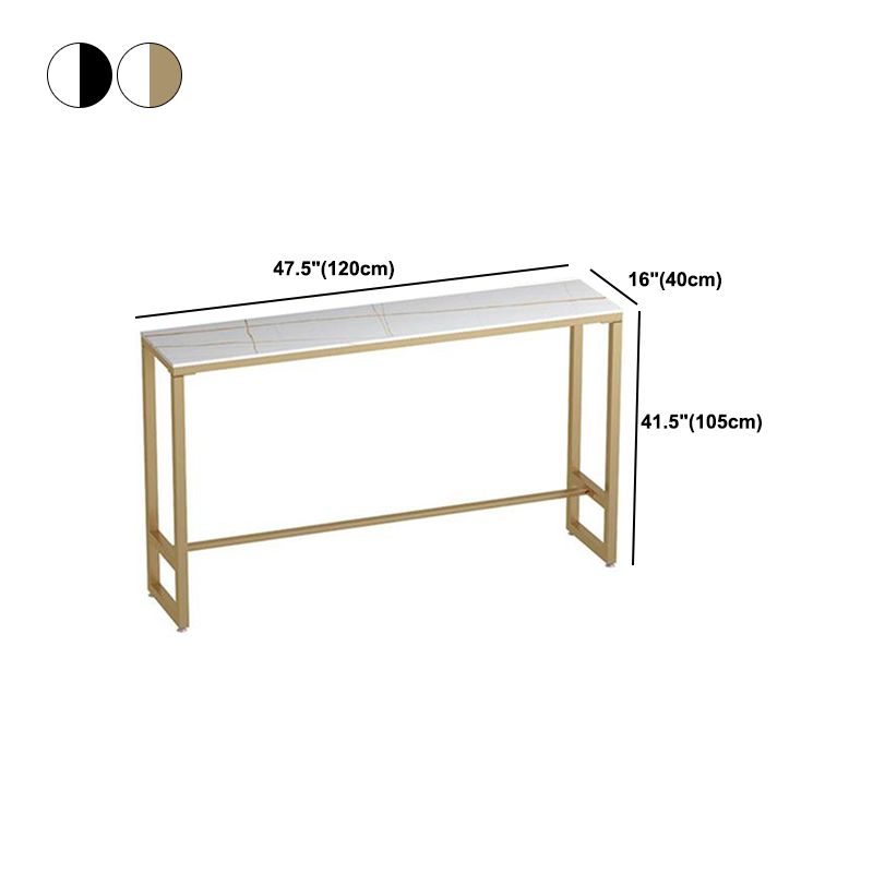 Stone Rectangle Bar Dining Table Modern Bar Table with Trestle Base