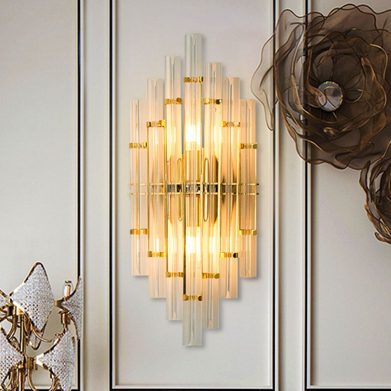 2 lichten Slaapkamer Wandlicht SCONCE HEDENDAAGE GOUD FINDE Wandlamp met heldere kristallen buisvorm