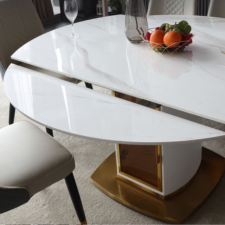 Round Pedestal Dinner Table Traditional Luxury Drop-Leaf Dining Table for Indoor