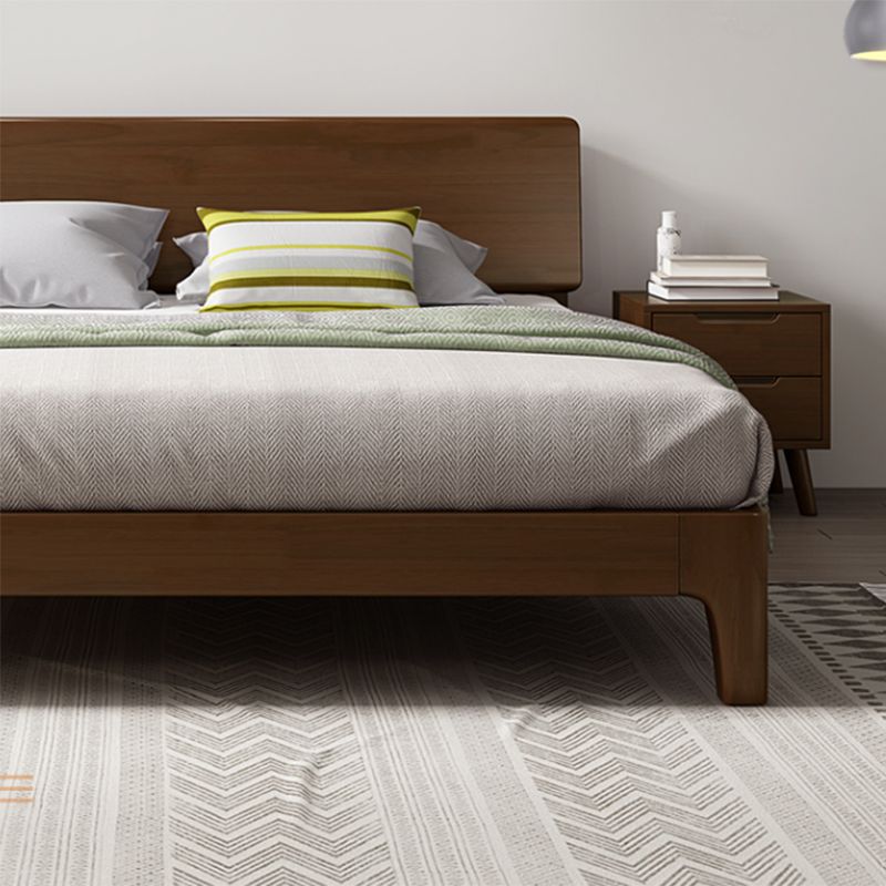 Traditional Wooden Standard Bed with Rectangular Headboard Bed