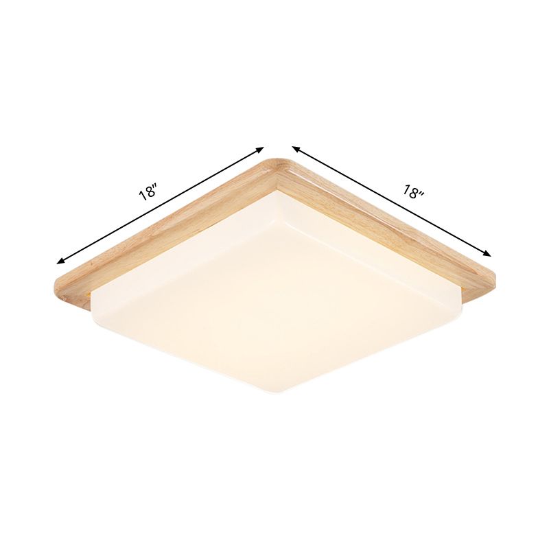 12.5"/14"/18"/22" Wide Japanese Style Square Ceiling Light Wood LED Flush Mount Light in Warm/White Light for Bedroom