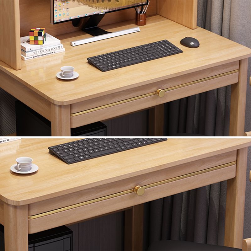 72.83" Tall Kids Desk with Storage Shelves Wood Computer Desk and Chair Set