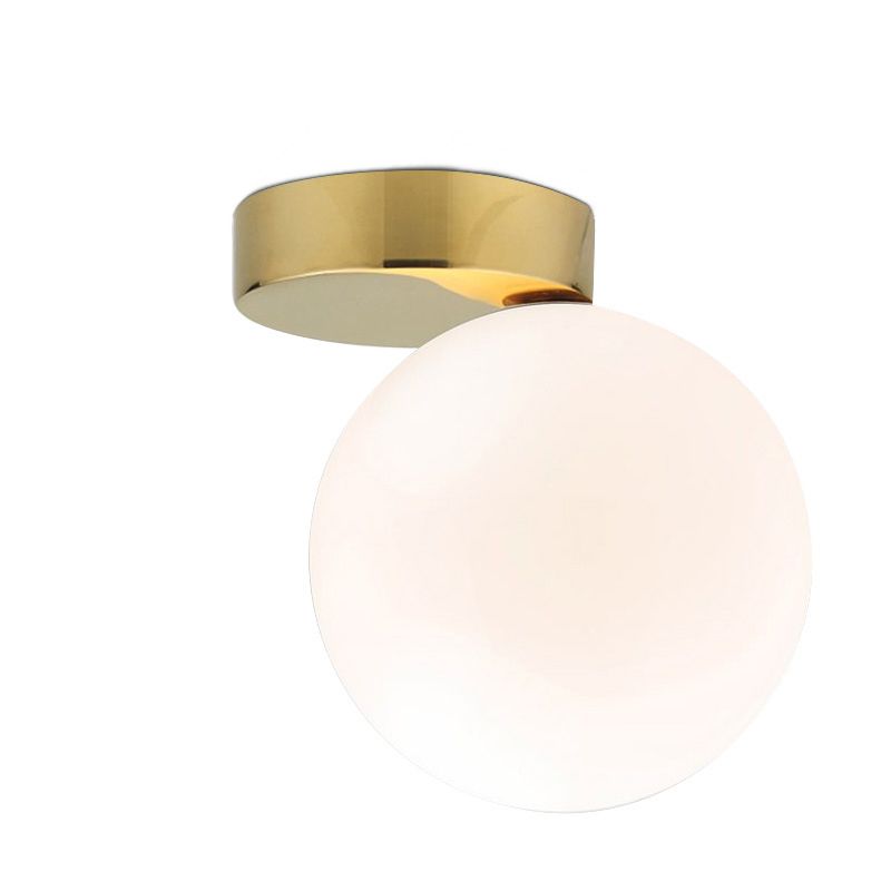 Minimaliste moderne en verre de balle murale lampe crème en verre 1 tête en laiton léger pour le salon de la chambre à coucher