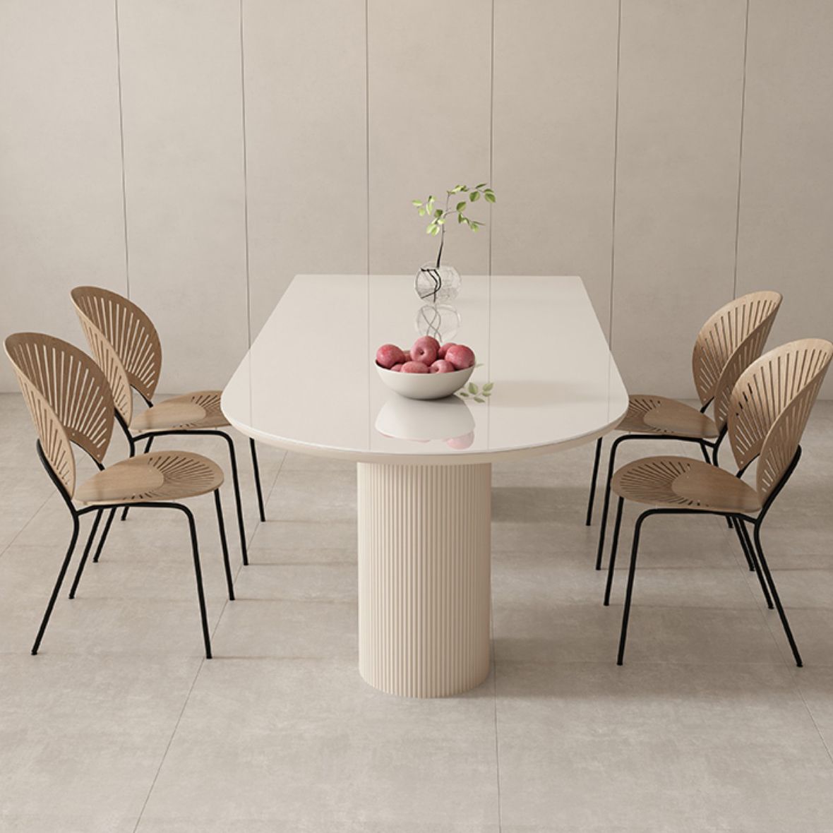 Metal and Slate Table Contemporary Home Wood Legs Dining Table