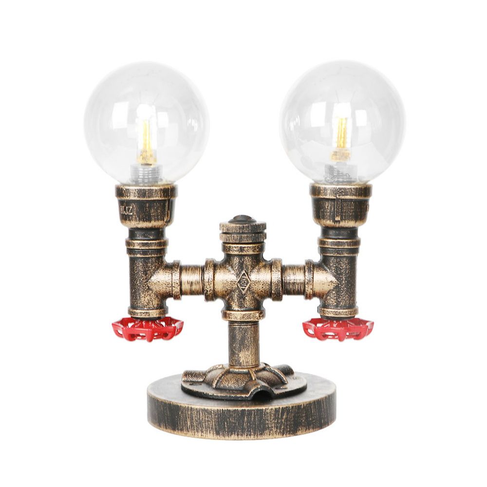 Clear/Amber Glass Antique Bronze Distanne Light Globe 2/3 Light Implesso di attività industriali con base