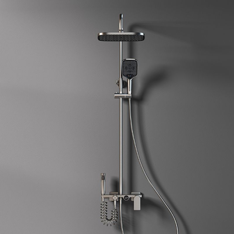 Contemporary Gray Wall Mounted Shower System with Slide Bar Included
