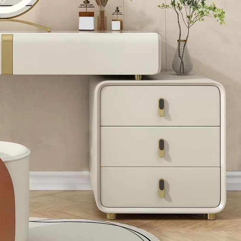 Glam Slate Top Makeup Vanity Desk with Drawer, Beige Dressing Table