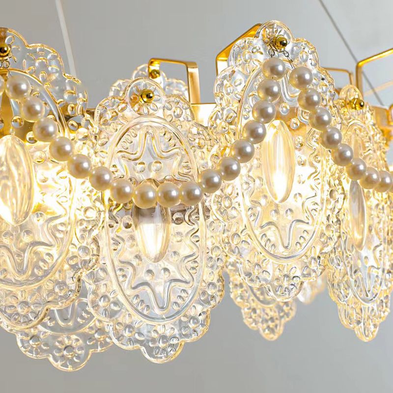 Modern Metal Ceiling Lamp Geometric Shape Island Light with Glass Shade for Bedroom