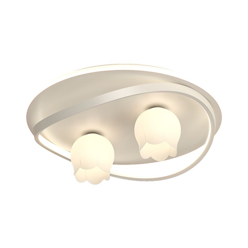 LED Modern Metal Flush Mount Linear Shape Ceiling Light with Plastic Shade for Living Room