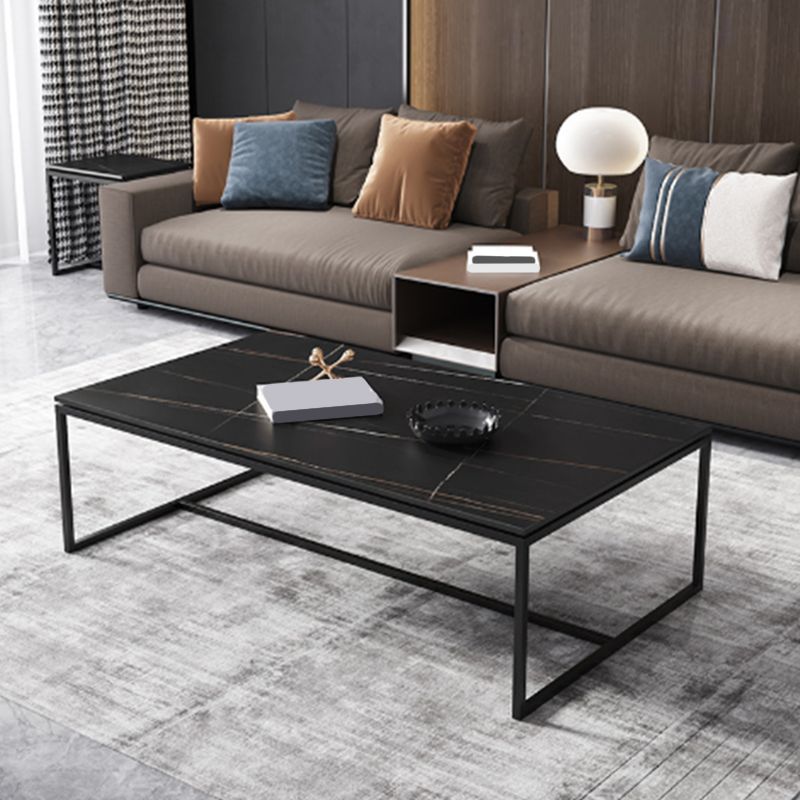 Trestle Base Design Cocktail Table Black Gold/white Coffee Table