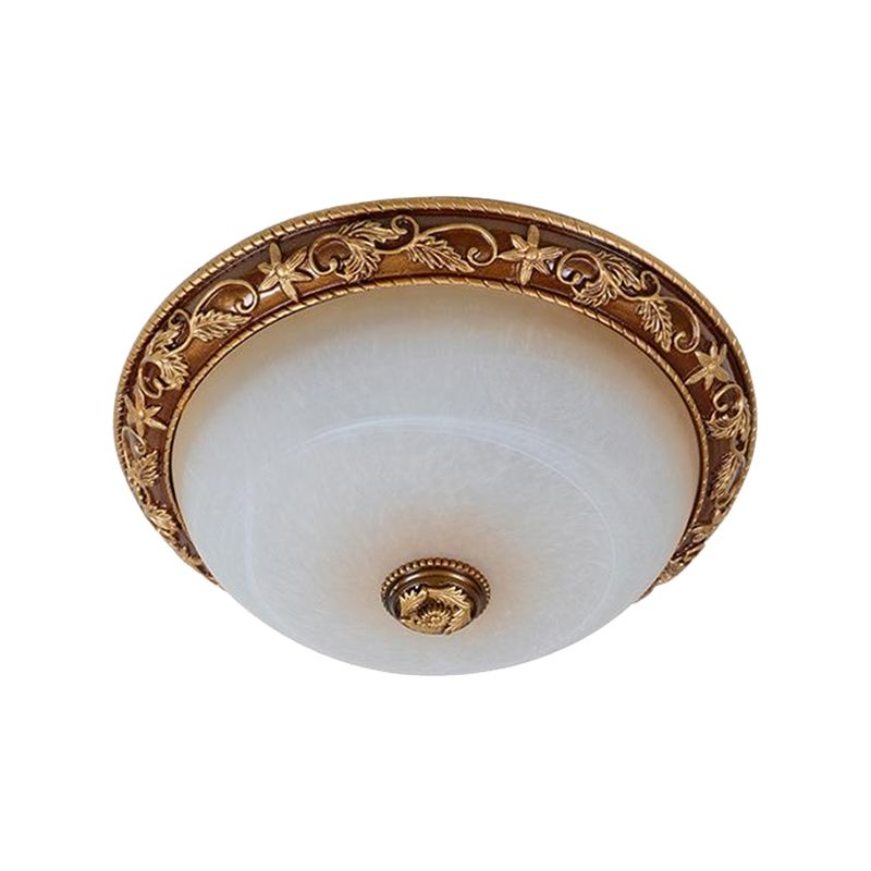 Rural Dome-Like Ceiling Lamp 2/3-Bulb Resin Flush Mount Lighting in Brown for Hallway, 12"/16"/19.5" Wide