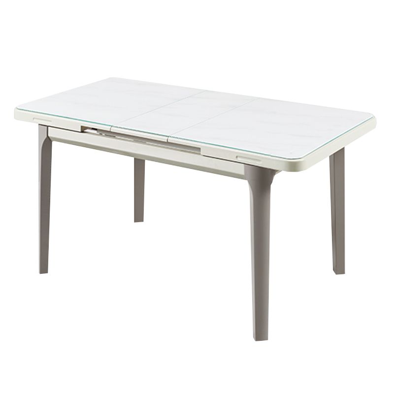 White Rectangular Dinette Table Set 1/5 Pieces Modern Dining Set