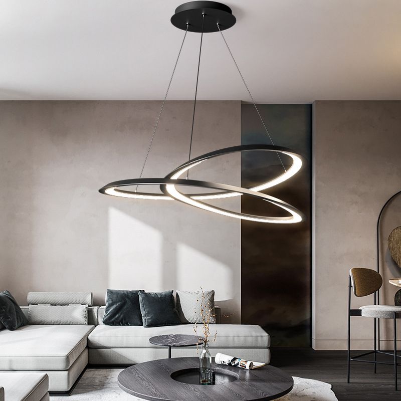 Contemporary Seamless Curves Chandelier Pendant Light Metallic Suspension Pendant Light for Living Room