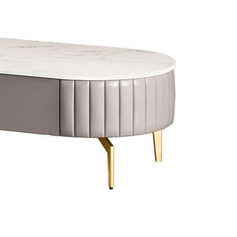 Glam 4 Legs Metal Coffee Table Draw included Oval Single Cocktail Table