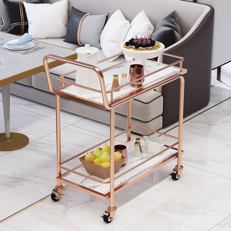 Contemporary Metal Prep Table 33.86"H Rolling Prep Table for Home Use