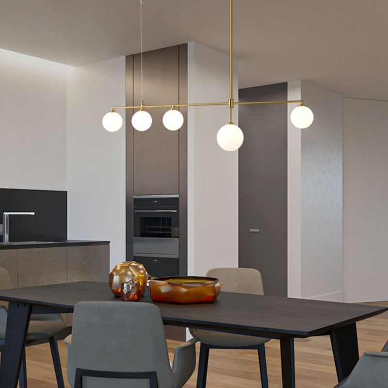 Postmoderne Insel Light Multi-Head-Anhänger Licht mit Glasschatten für Esstisch