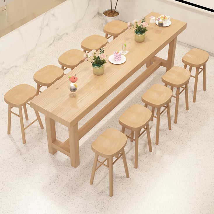 Rectangular Bar Table Set 1/6/11 Pcs Solid Wood Bar Table and Stools