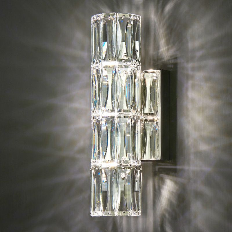 Zylinder Multi-Lights Wandleuchten Moderner Kristallwandmontageleuchte in Chrom